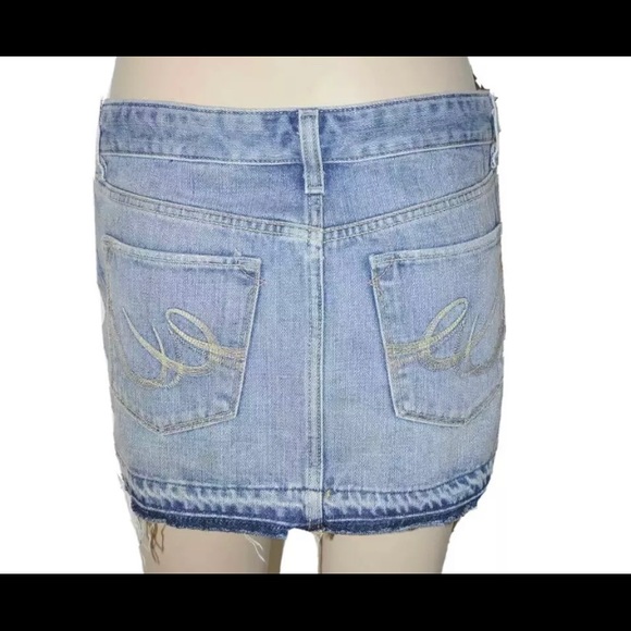 Short Blue Denim Jean 5 Pocket 12 in 34 waist sz 6 Micro mini skirt V2K Express - Picture 3 of 3